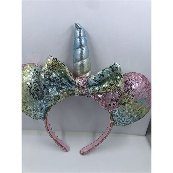 Disney Parks Unicorn Minnie Mouse Ears Headband-pastel Sequin Bow Horn - Picture 1 of 16